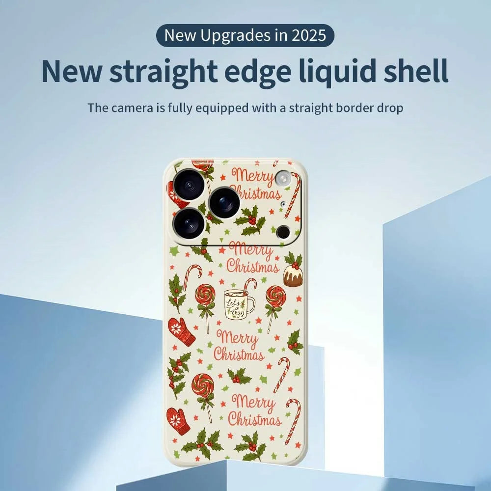 For iPhone 18 Pro Max / 17 Pro Max Case Christmas Candy Gloves Pattern Printing Straight Edge TPU Phone Back Cover - Beige - 2