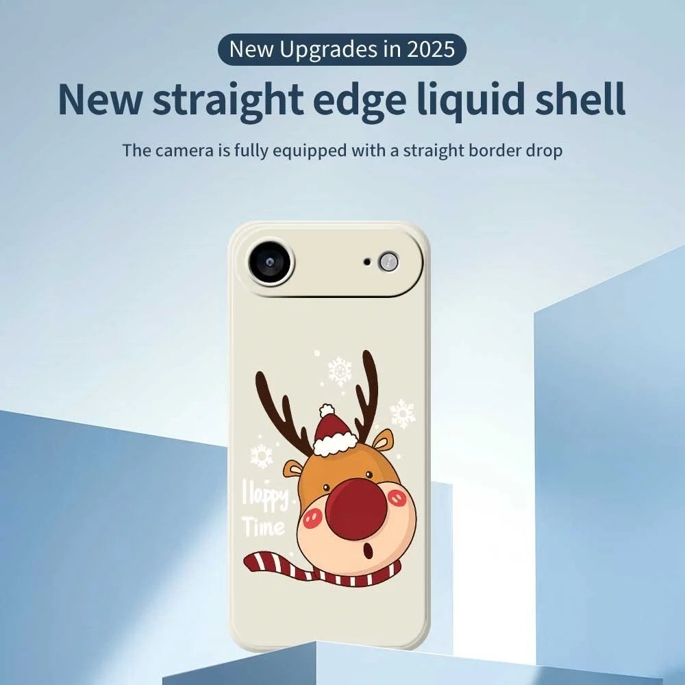 For iPhone Air Case Snowflake Deer Head Pattern Printing Straight Edge TPU Phone Back Cover - Beige - 2