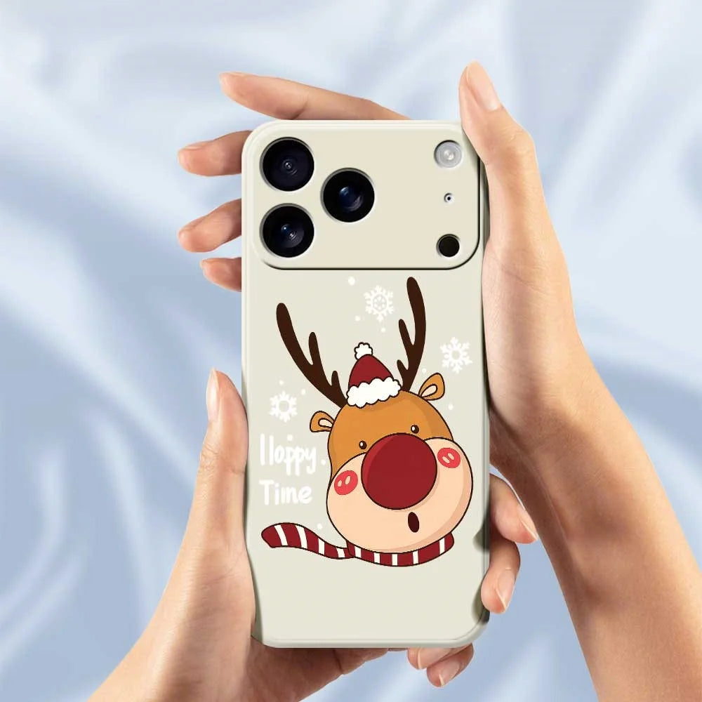 For iPhone 18 Pro / 17 Pro Case Snowflake Deer Head Pattern Printing Straight Edge TPU Phone Back Cover - Beige - 4