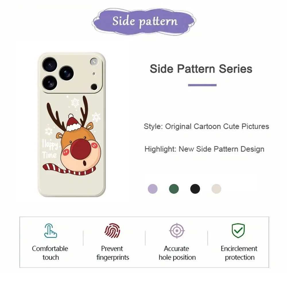 For iPhone 18 Pro / 17 Pro Case Snowflake Deer Head Pattern Printing Straight Edge TPU Phone Back Cover - Beige - 7
