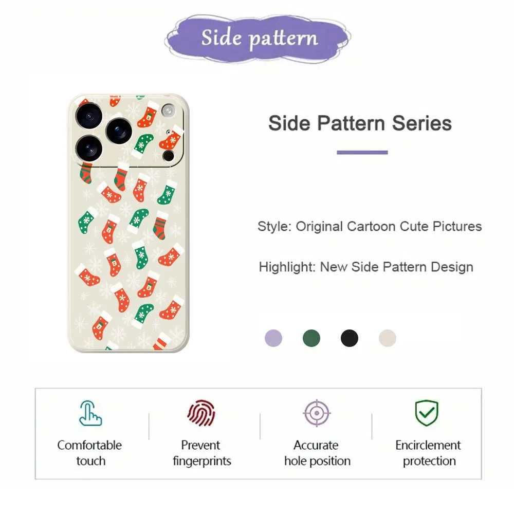 For iPhone 18 Pro / 17 Pro Case Snowflake Socks Pattern Printing Straight Edge TPU Phone Back Cover - Beige - 7