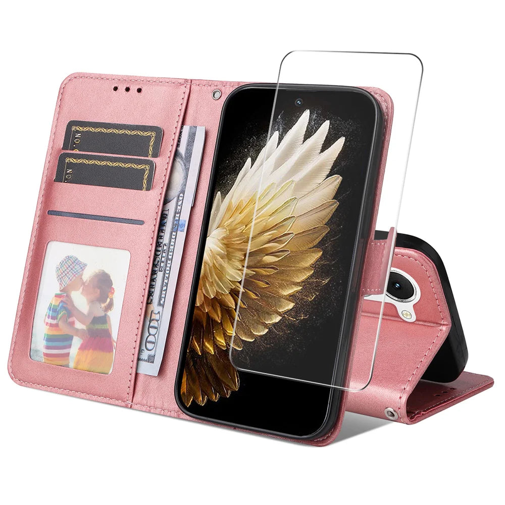ENKAY HAT PRINCE For TECNO Spark 40 Pro 4G PU Leather Wallet Case   Phone Stand Cover with Tempered Glass - Pink - 1