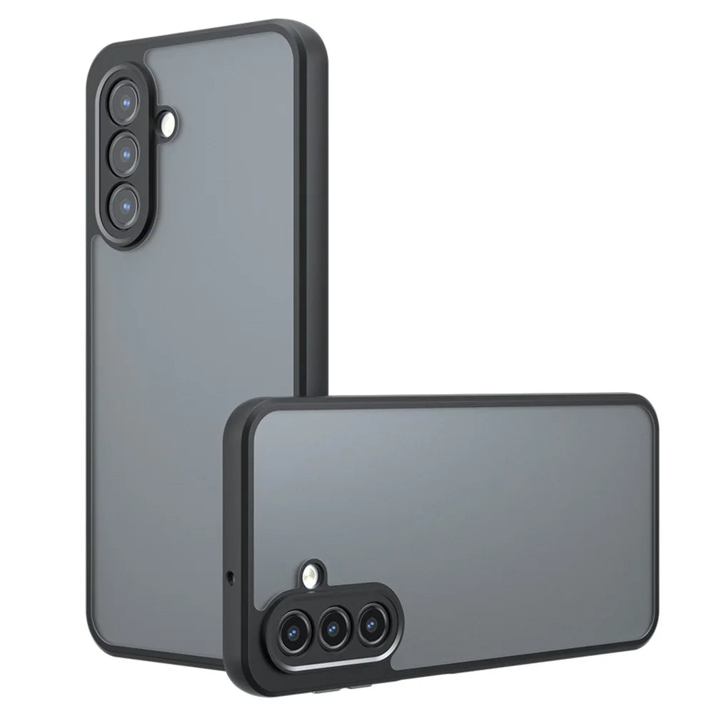 For Samsung Galaxy A34 5G Case Skin-Touch TPU + PC Matte Phone Back Cover, Transparent Black - 1