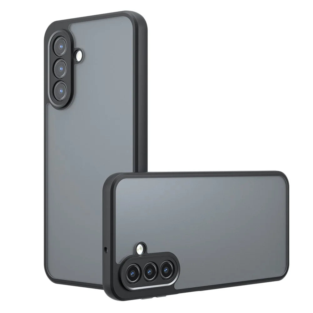 For Samsung Galaxy A14 5G Case Skin-Touch TPU + PC Matte Phone Back Cover, Transparent Black - 1