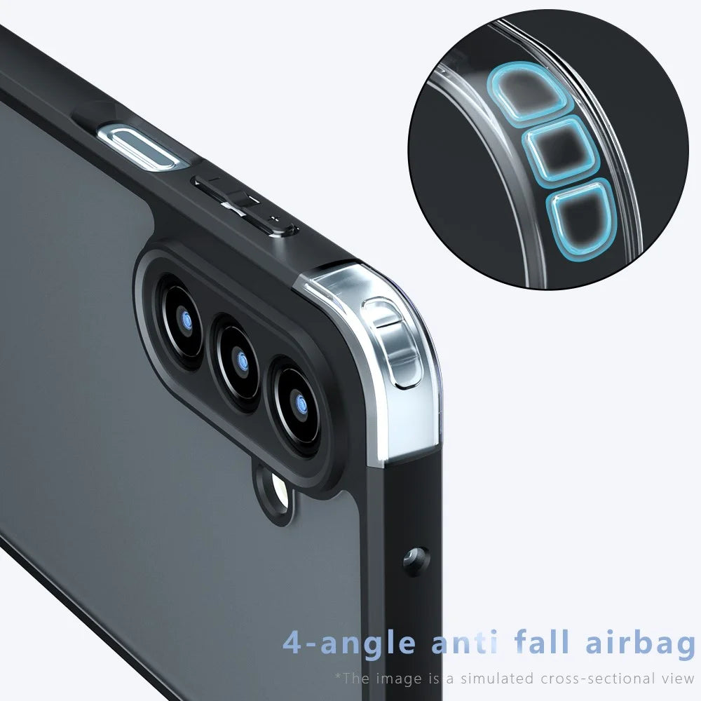 For Samsung Galaxy A14 5G Case Skin-Touch TPU + PC Matte Phone Back Cover, Transparent Black - 5