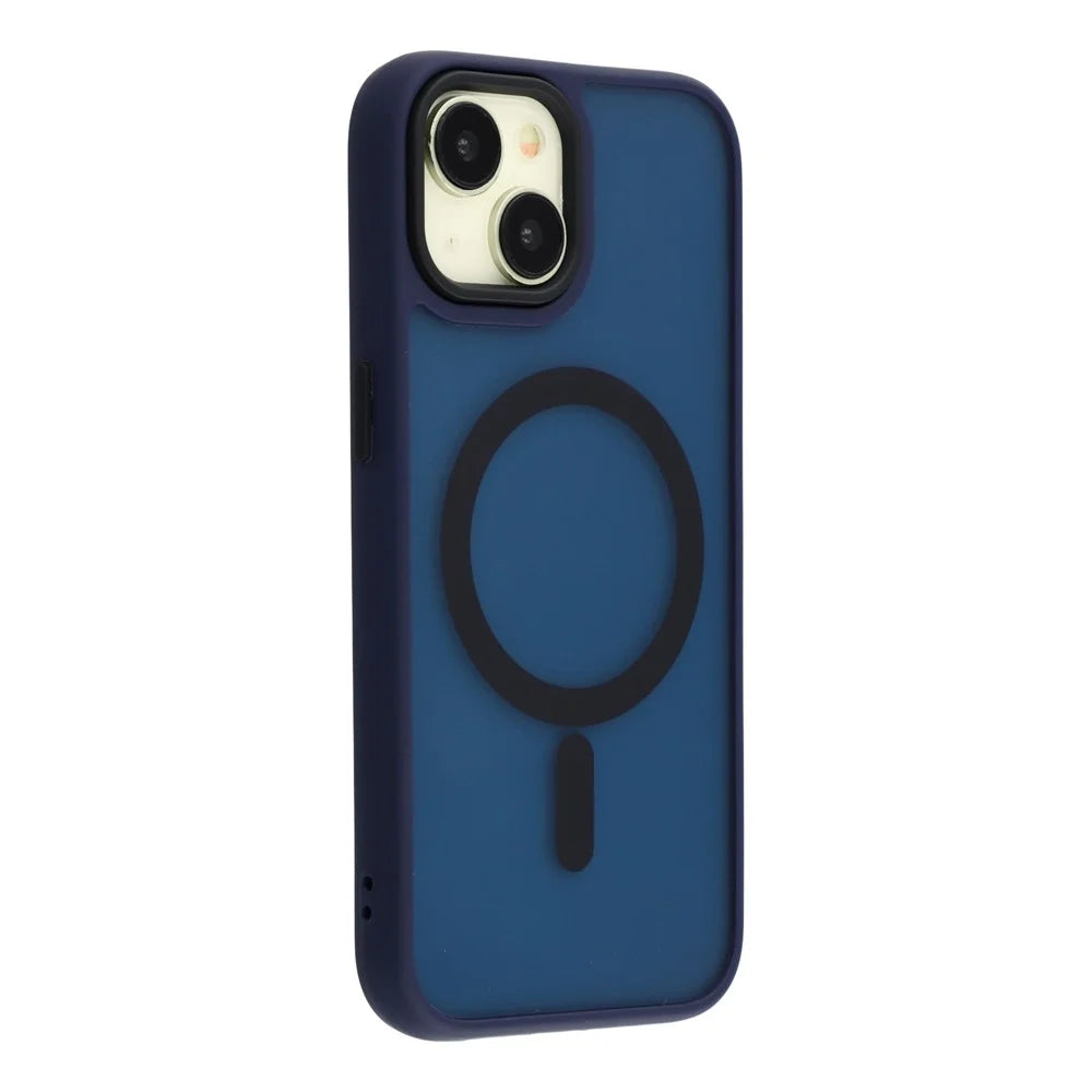 For iPhone 14 Plus Case Compatible with MagSafe Skin-Touch PC + TPU Phone Cover - Navy Blue - 1