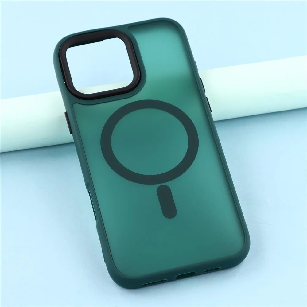 For iPhone 16 Pro Case Compatible with MagSafe Skin-Touch PC + TPU Phone Cover - Green - 6