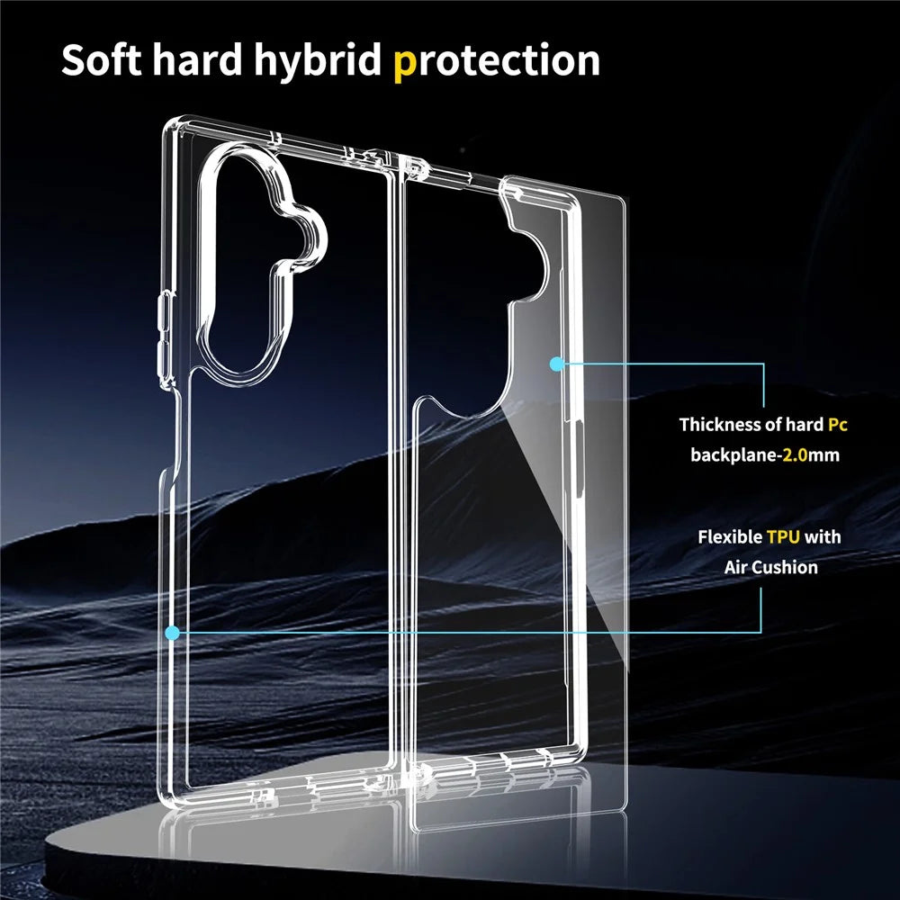 For Samsung Galaxy Z Fold7 5G Case Anti-Scratch TPU + Acrylic Clear Back Phone Cover - Transparent - 3