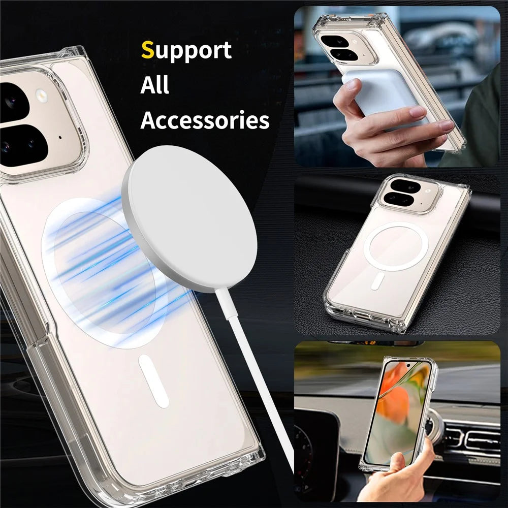 For Google Pixel 10 Pro Fold Magnetic Case 2.0mm Scratch Resistant TPU + PC Clear Phone Cover - 3