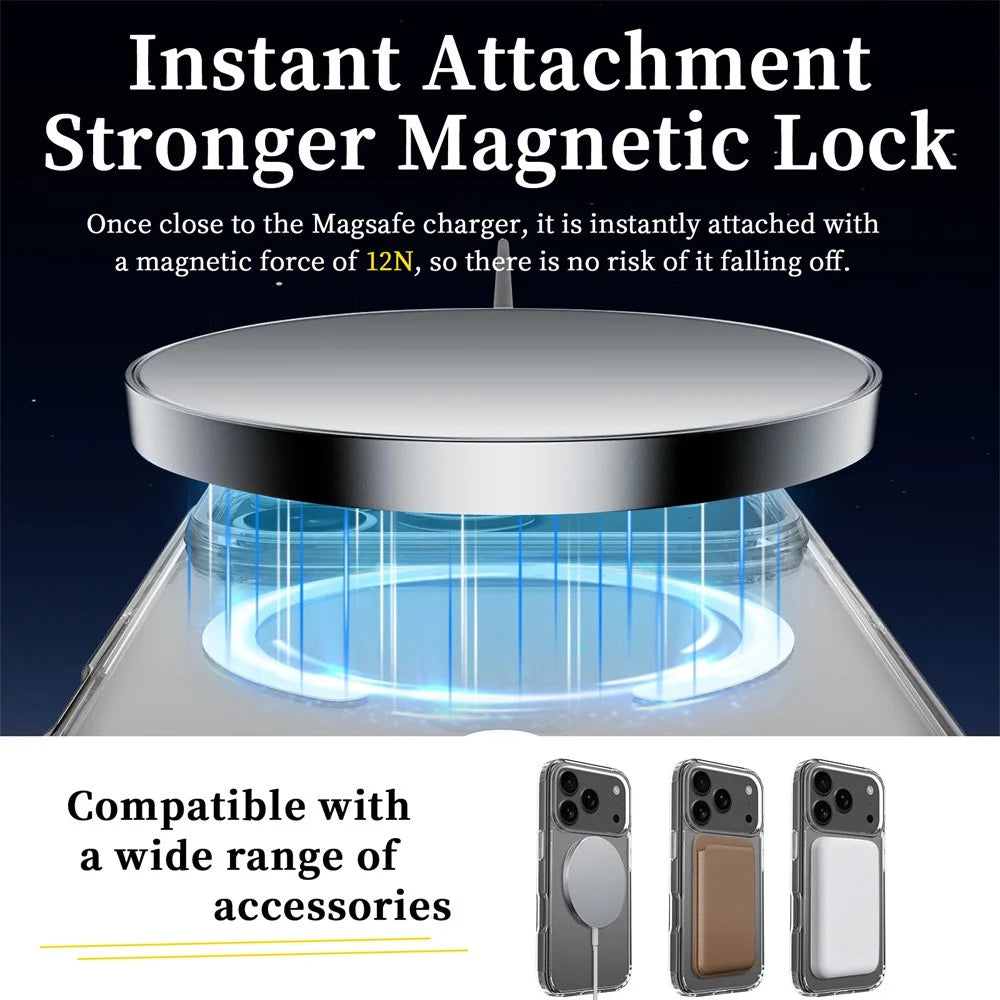 For iPhone 18 Pro / 17 Pro Magnetic Case 2.0mm Scratch Resistant TPU + PC Clear Phone Cover - 5