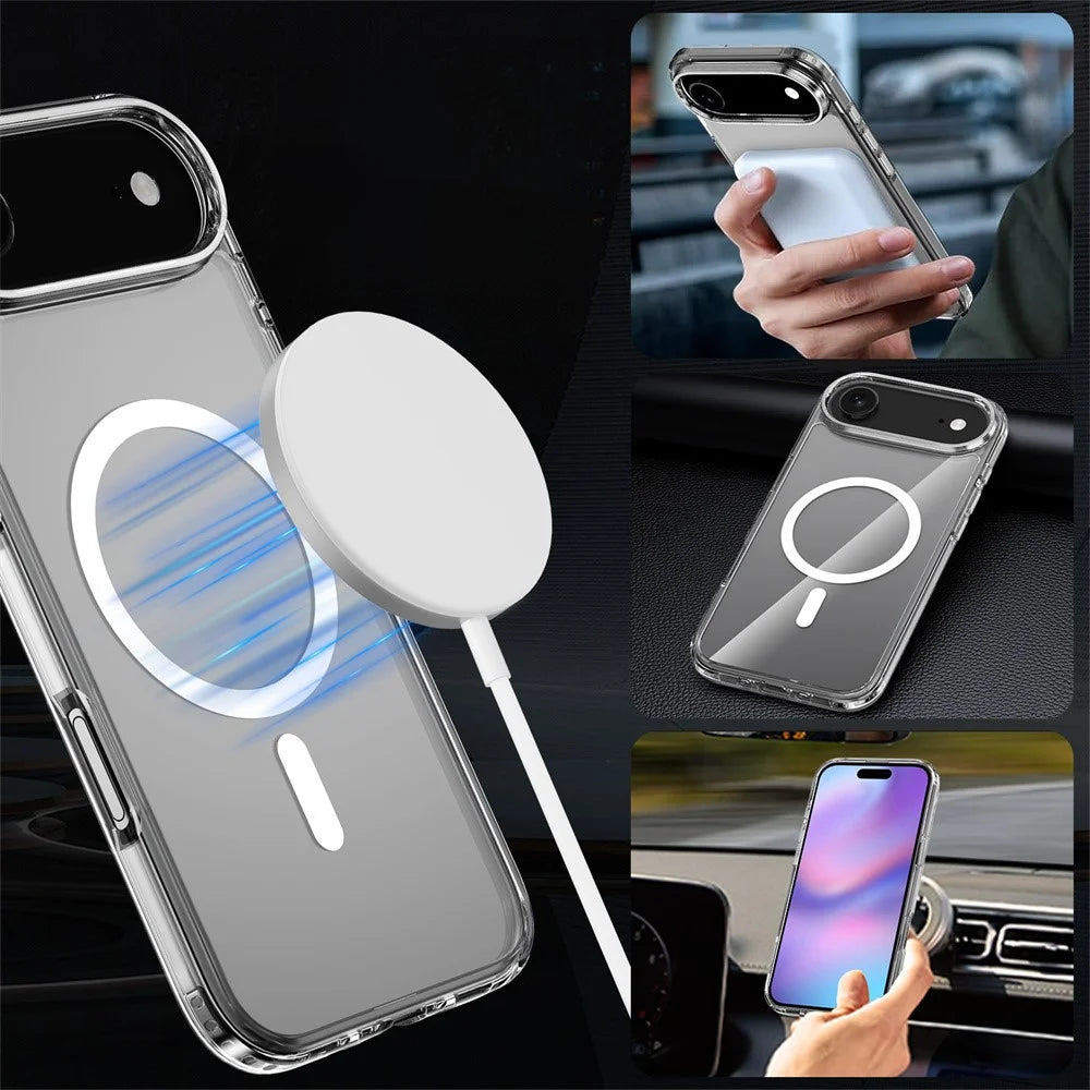 For iPhone Air Magnetic Case 2.0mm Scratch Resistant TPU + PC Clear Phone Cover - 3