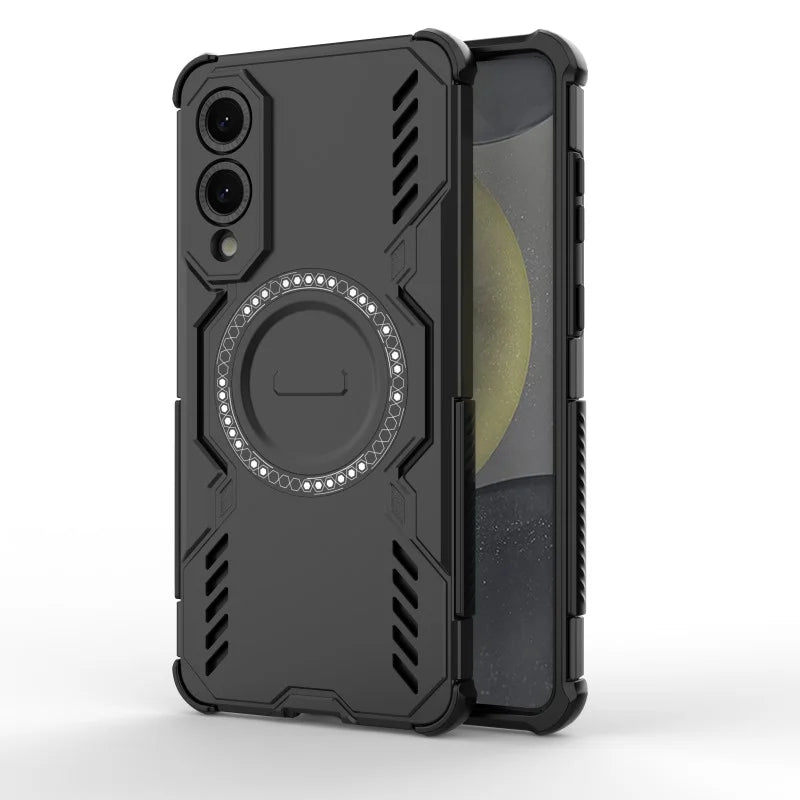 WANLONFENG For Samsung Galaxy S25 Edge Magnetic Case  DJ Series PC TPU Phone Cover with 2Pcs Tempered Glass Film - Black - 5