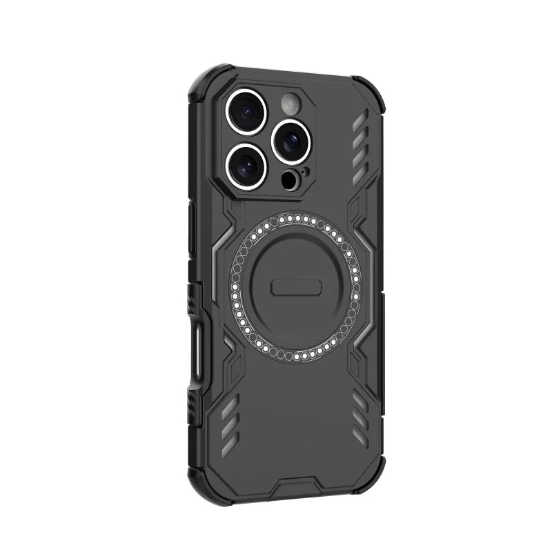 WANLONFENG For iPhone 16 Pro Max Magnetic Case  DJ Series PC TPU Phone Cover with 2Pcs Tempered Glass Film - Black - 5
