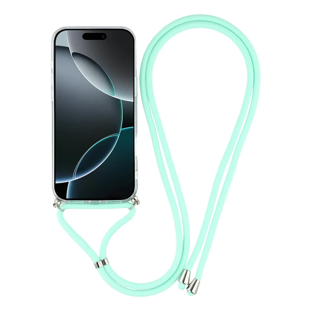 For iPhone 17 Pro Case Cute Bling TPU Epoxy Phone Cover with Lanyard - Green - 2