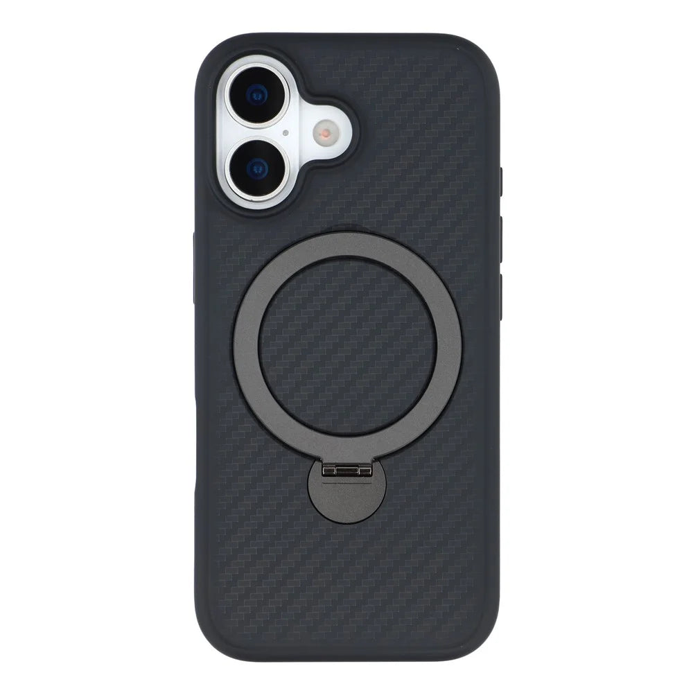 For iPhone 17 Case Compatible with MagSafe Kickstand TPU + PC Phone Cover Carbon Fiber Texture - 3