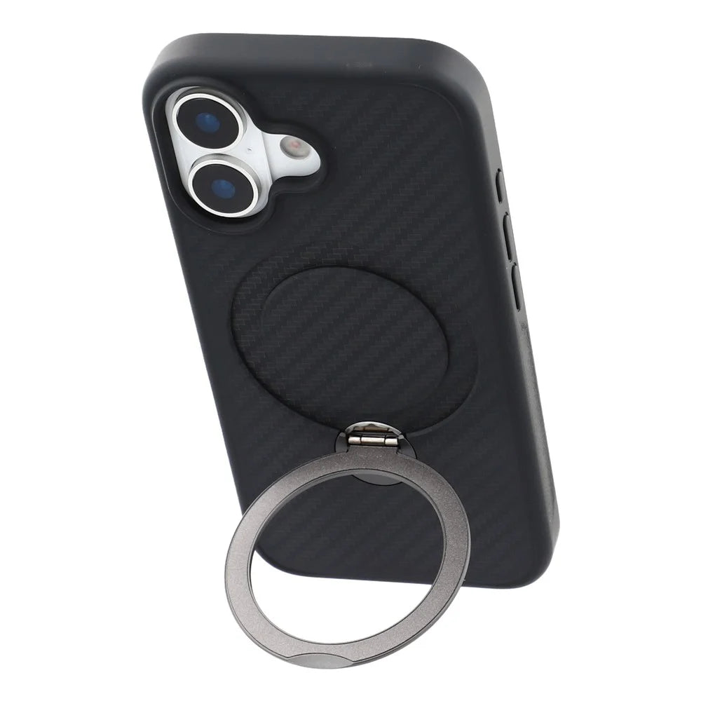 For iPhone 17 Case Compatible with MagSafe Kickstand TPU + PC Phone Cover Carbon Fiber Texture - 4