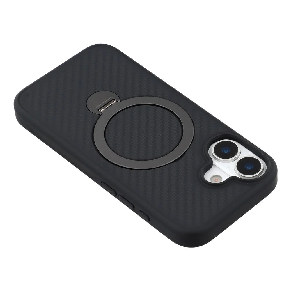 For iPhone 17 Case Compatible with MagSafe Kickstand TPU + PC Phone Cover Carbon Fiber Texture - 7