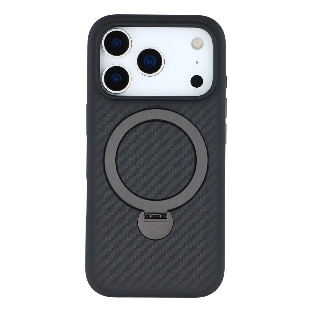 For iPhone 17 Pro Case Compatible with MagSafe Kickstand TPU + PC Phone Cover Carbon Fiber Texture - 3