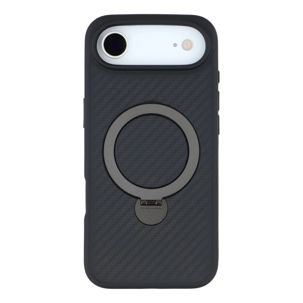 For iPhone Air Case Compatible with MagSafe Kickstand TPU + PC Phone Cover Carbon Fiber Texture - 3