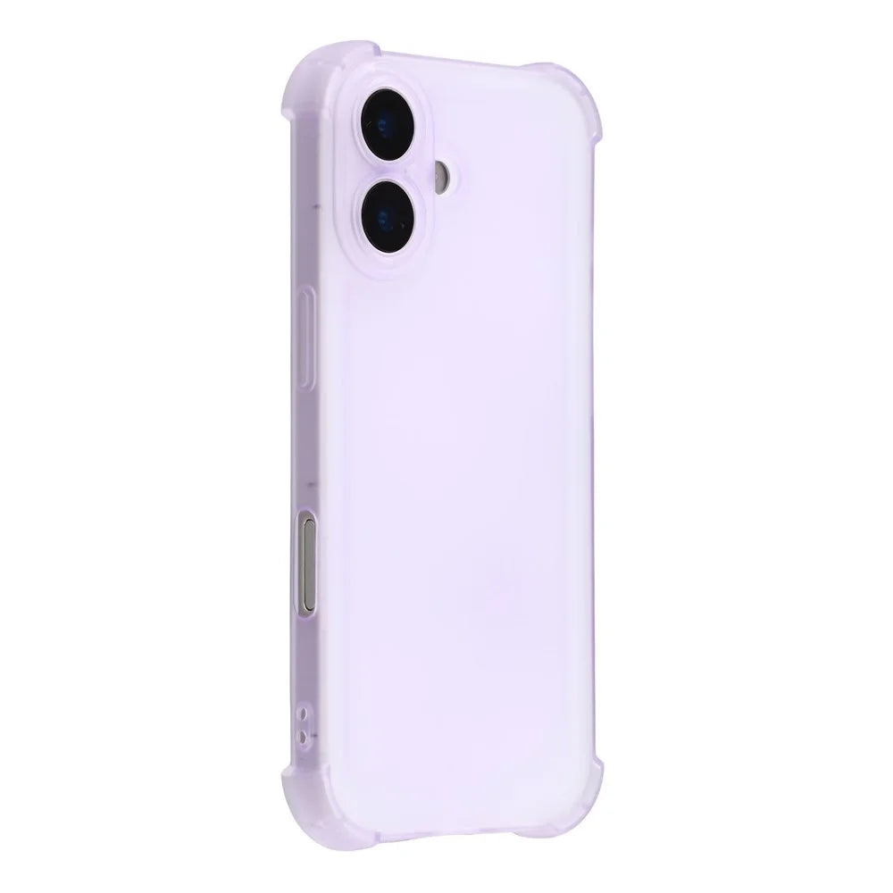 For iPhone 16 Case Skin Touch Matte TPU Phone Back Cover Precise Cutouts - Transparent Purple - 1