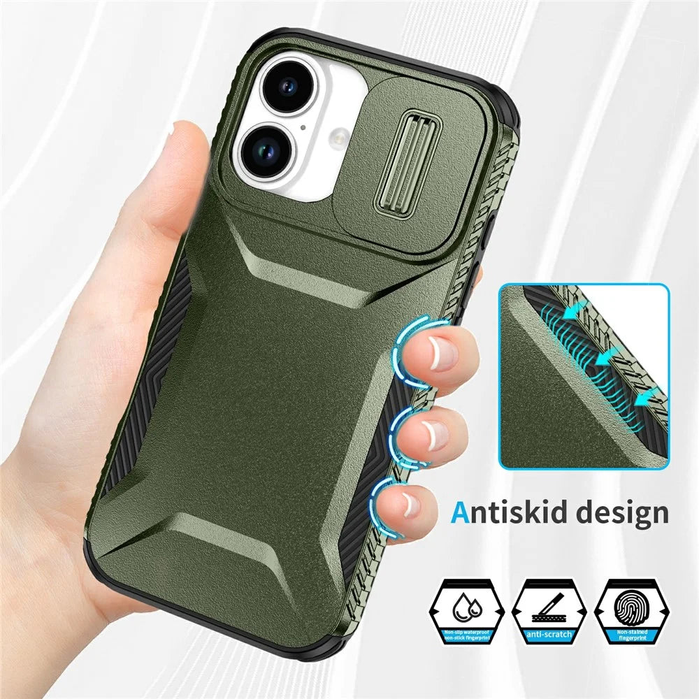 For iPhone 17 Case Camshield TPU + PC Phone Cover Non-Slip Side Edge - Green - 4