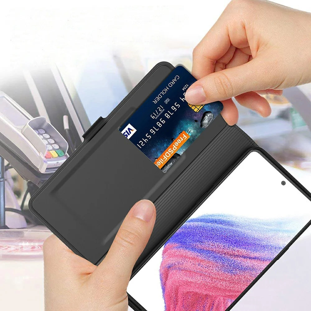 For Samsung Galaxy A18 5G / A18 4G / A17 5G / A17 4G Case Shockproof TPU Inner Shell Leather Phone Cover Card Slot - Black - 5