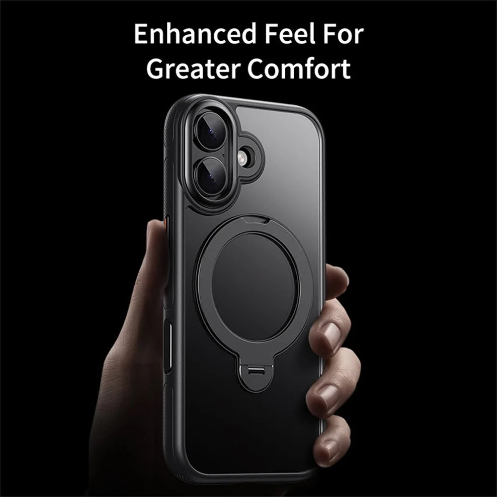 For iPhone 17 Case Compatible with MagSafe Drop Proof TPU PC Kickstand Phone Cover - Black - 3
