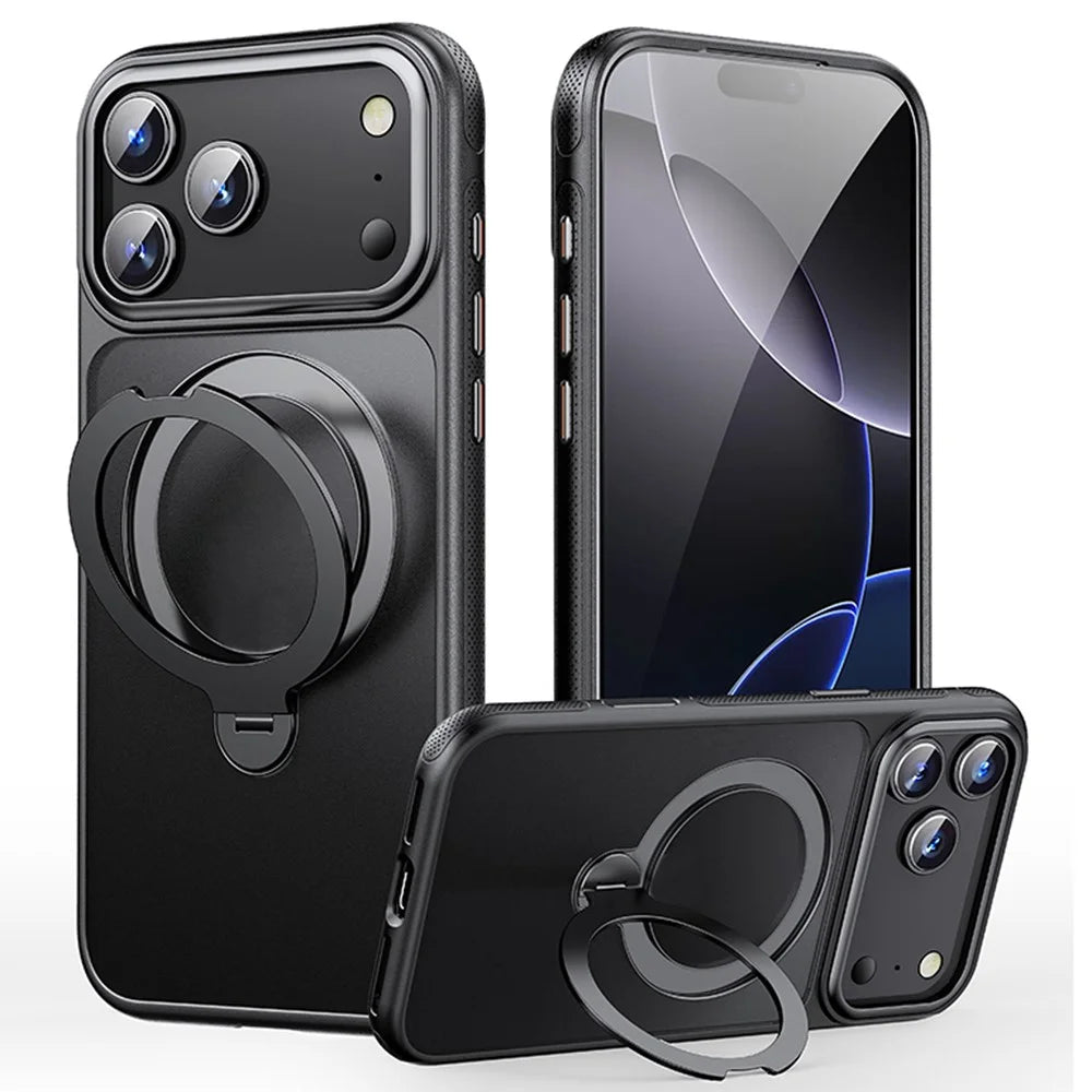 For iPhone 17 Pro Max Case Compatible with MagSafe Drop Proof TPU PC Kickstand Phone Cover - Black - 1