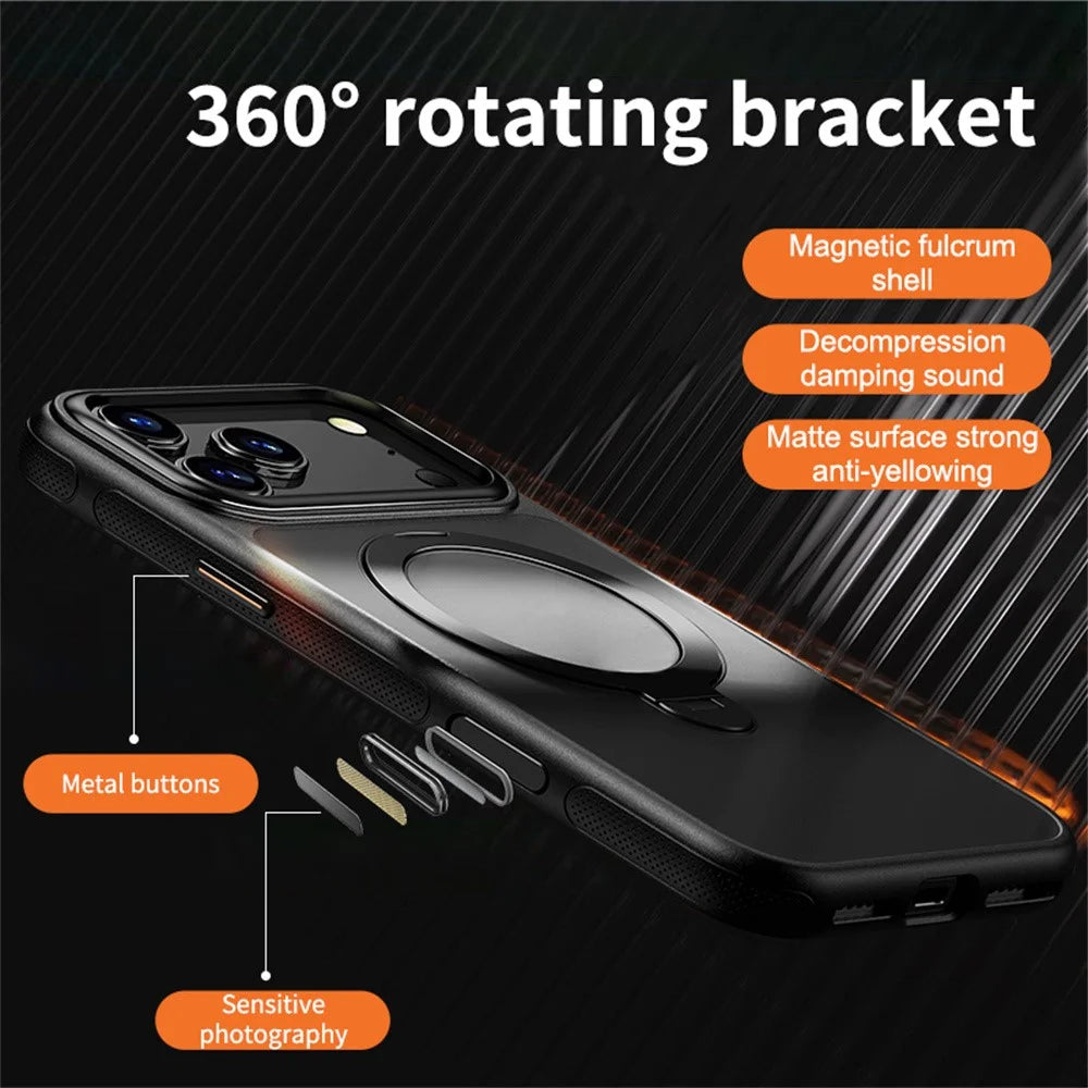 For iPhone 17 Pro Max Case Compatible with MagSafe Drop Proof TPU PC Kickstand Phone Cover - Black - 2