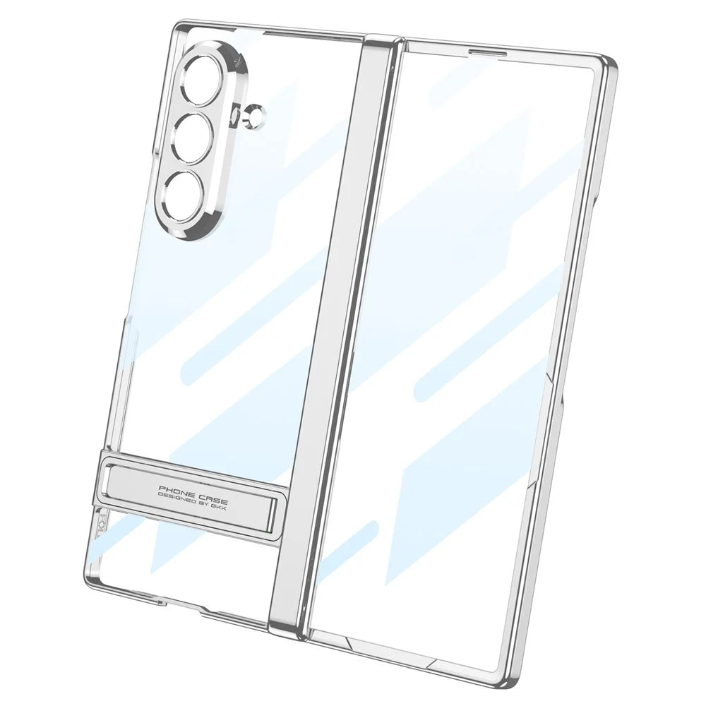 GKK For Samsung Galaxy Z Fold7 5G Case Magnetic Hinge Protection PC Tempered Glass Kickstand Phone Cover - Silver - 2