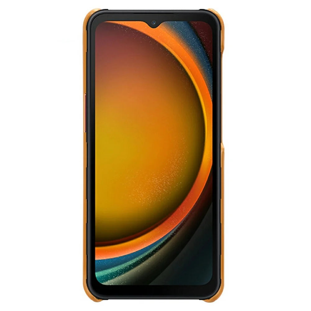 For Samsung Galaxy XCover7 Pro Case Dual Card Slots PU Leather + Hard PC Phone Cover - Orange - 4