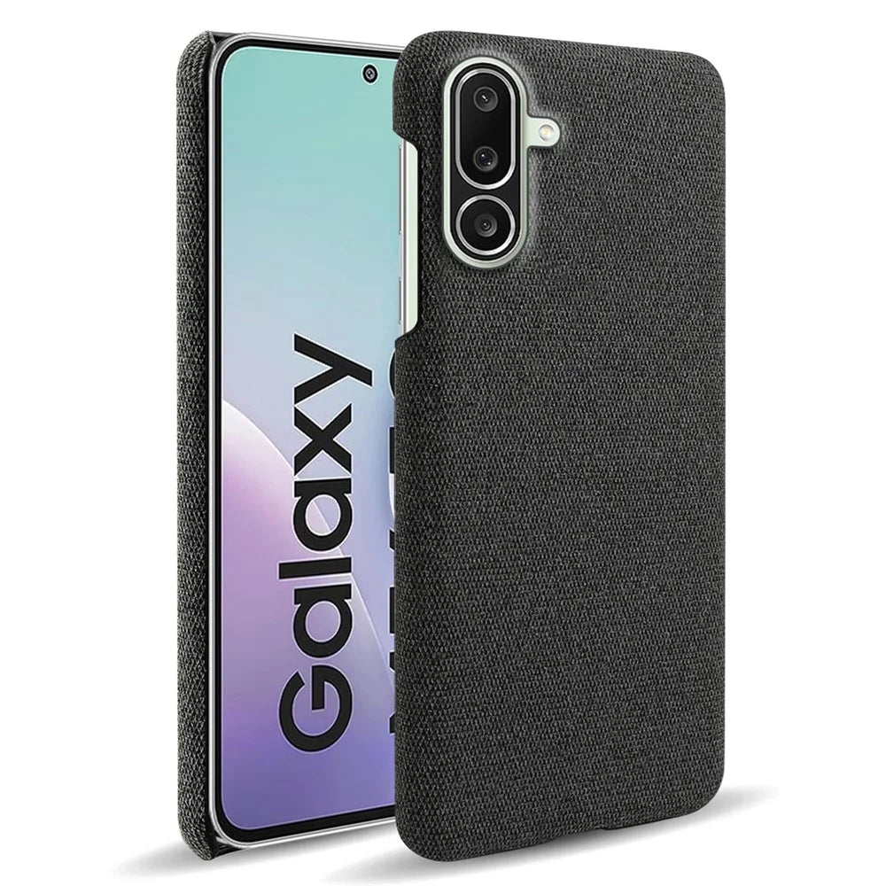 For Samsung Galaxy M56 5G Phone Case Cloth Texture Anti-Scratch Protective PC Back Cover - Black - 1