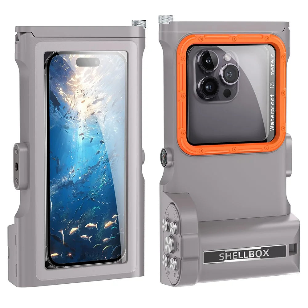 SHELLBOX Pro Gen 3 Waterproof Case for iPhone 16 Pro Max X XR XS Max/Samsung Galaxy S25 Ultra Bluetooth-Compatible 15m Diving Shell - Grey - 2