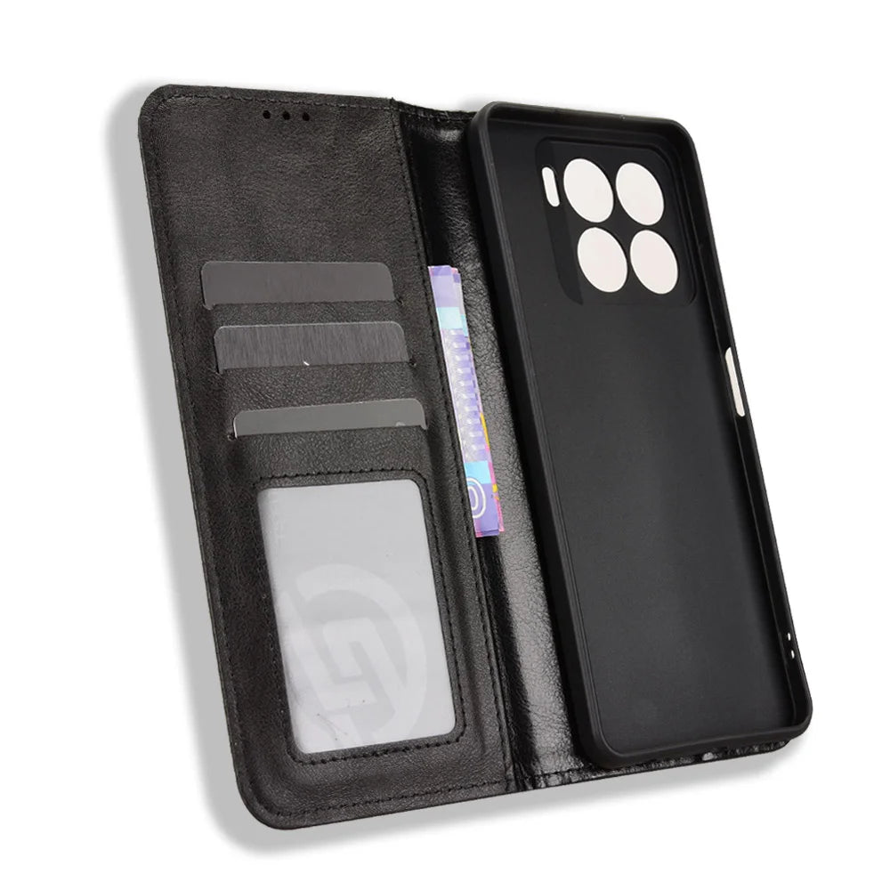 For ZTE Blade A56 Leather Case Wallet Stand Retro Texture Phone Cover - Black - 5