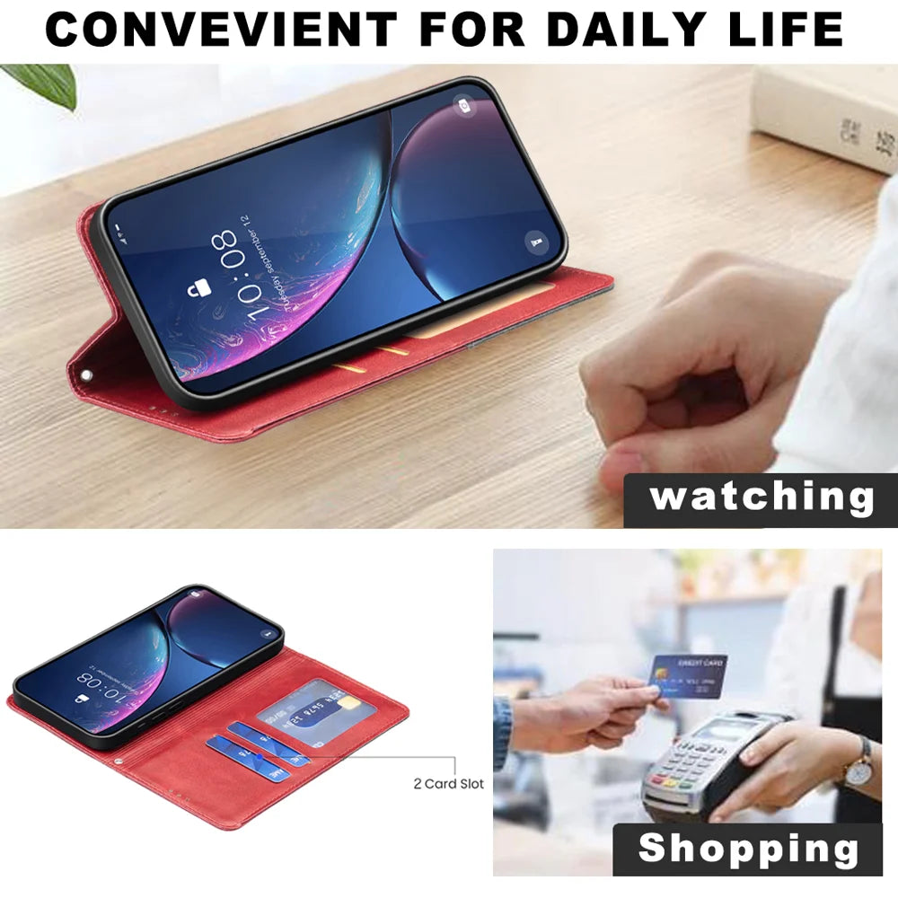 For Infinix Hot 60 Pro 4G Case Card Slots Geometry Imprint Leather Phone Cover - Red - 5