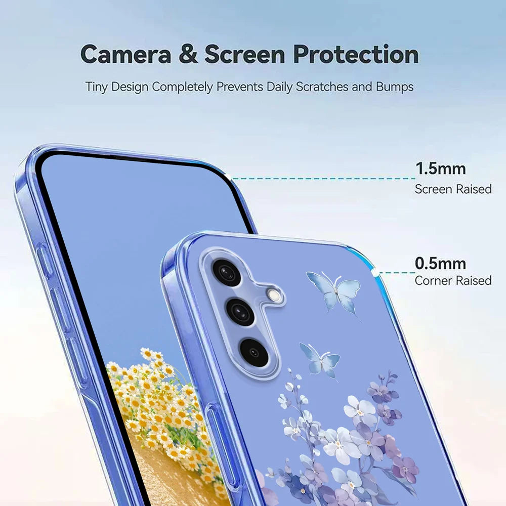 For Samsung Galaxy A56 5G Case Butterfly Floral Pattern Printing TPU Phone Back Cover - Violets - 4