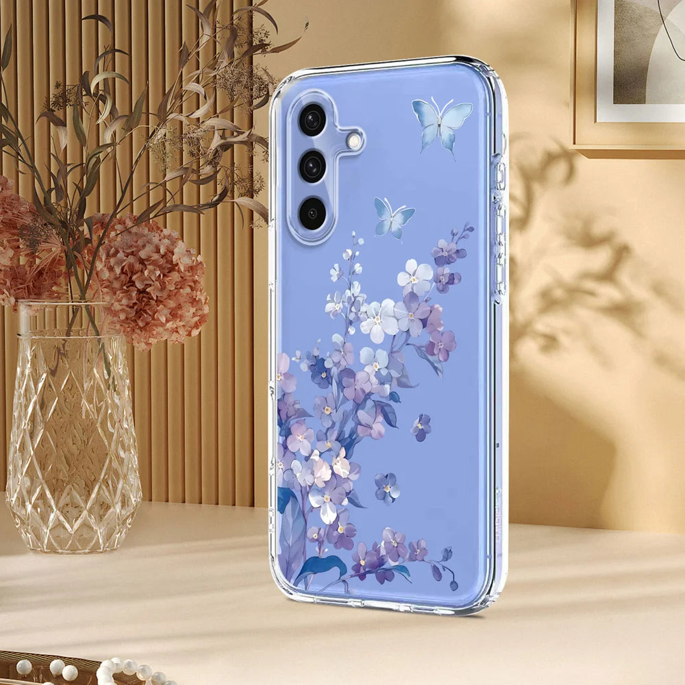 For Samsung Galaxy A56 5G Case Butterfly Floral Pattern Printing TPU Phone Back Cover - Violets - 5