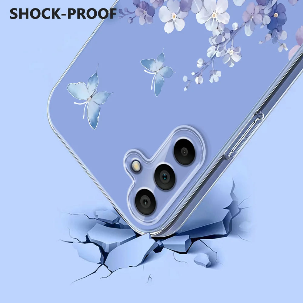 For Samsung Galaxy A16 4G / Galaxy A16 5G Case Butterfly Floral Pattern Printing TPU Phone Back Cover - Violets - 3