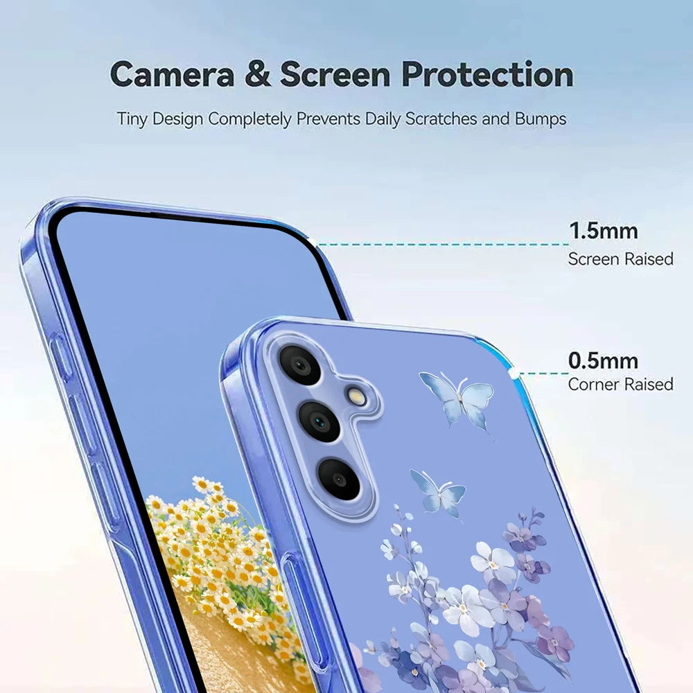 For Samsung Galaxy A16 4G / Galaxy A16 5G Case Butterfly Floral Pattern Printing TPU Phone Back Cover - Violets - 4