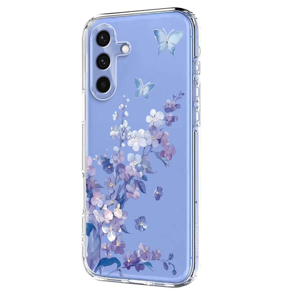 For Samsung Galaxy S25 FE Case Butterfly Floral Pattern Printing TPU Phone Back Cover - Violets - 2
