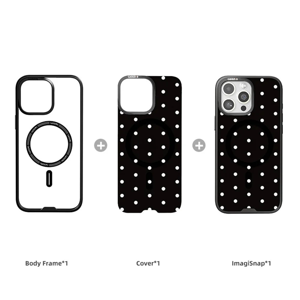 CASEEVO For iPhone 16 Pro Max Case Compatible with MagSafe TPU Acrylic Cover with Interchangeable Dots Backplate - Black - 2