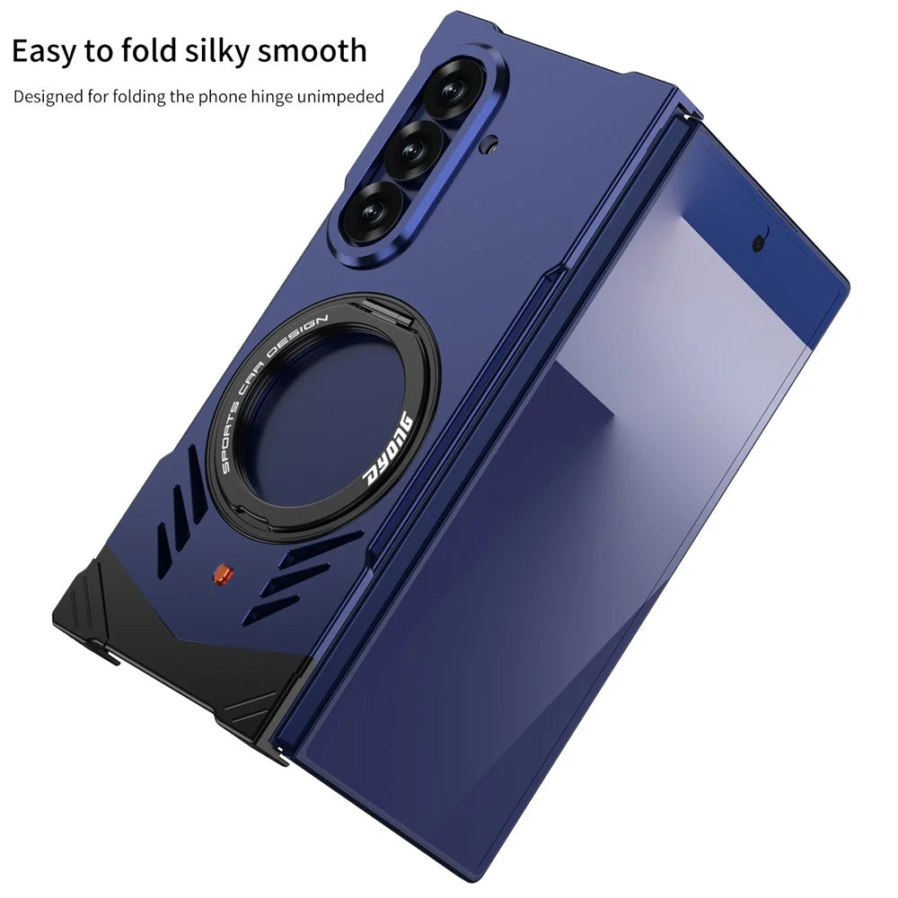 DYONG For Samsung Galaxy Z Fold7 5G Metal Case Frameless Hollow Heat Dissipation Phone Cover with Kickstand - Tarnish - 7