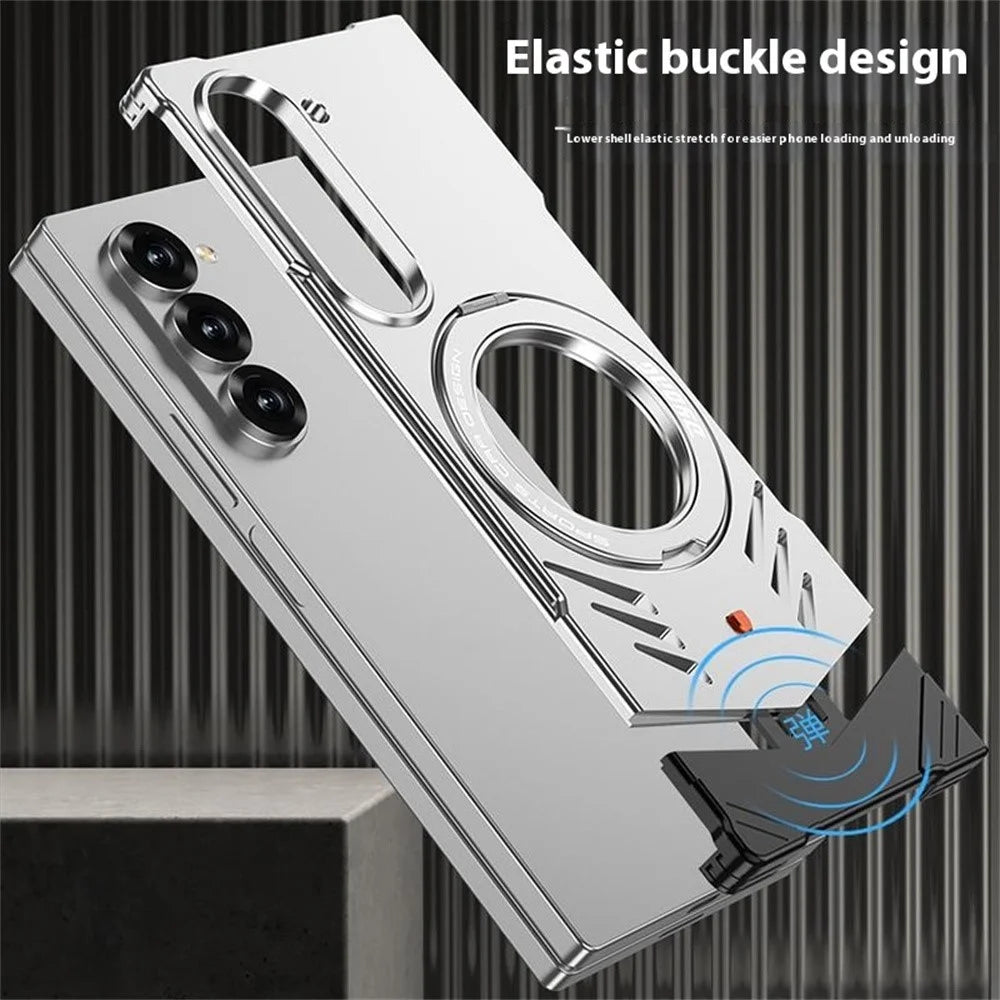 DYONG For Samsung Galaxy Z Fold6 5G Metal Case Frameless Hollow Heat Dissipation Phone Cover with Kickstand - Tarnish - 3