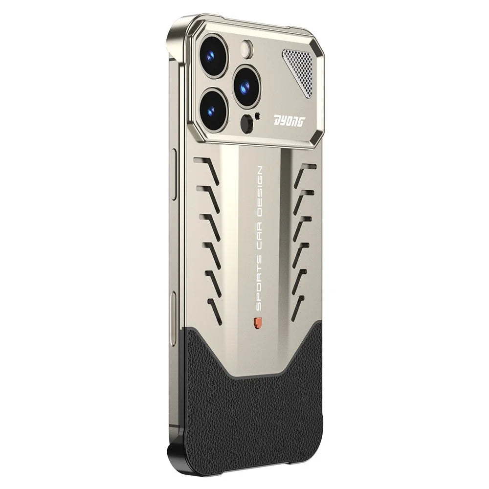 DYONG For iPhone 16 Pro Max Metal Case Snap-Open Design Heat Dissipation Shockproof Phone Cover - Titanium - 1