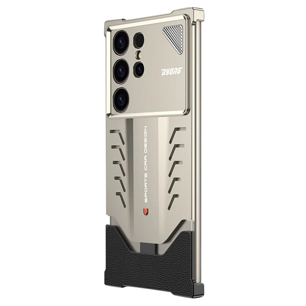 DYONG For Samsung Galaxy S25 Ultra Metal Case Snap-Open Design Heat Dissipation Shockproof Phone Cover - Titanium - 1