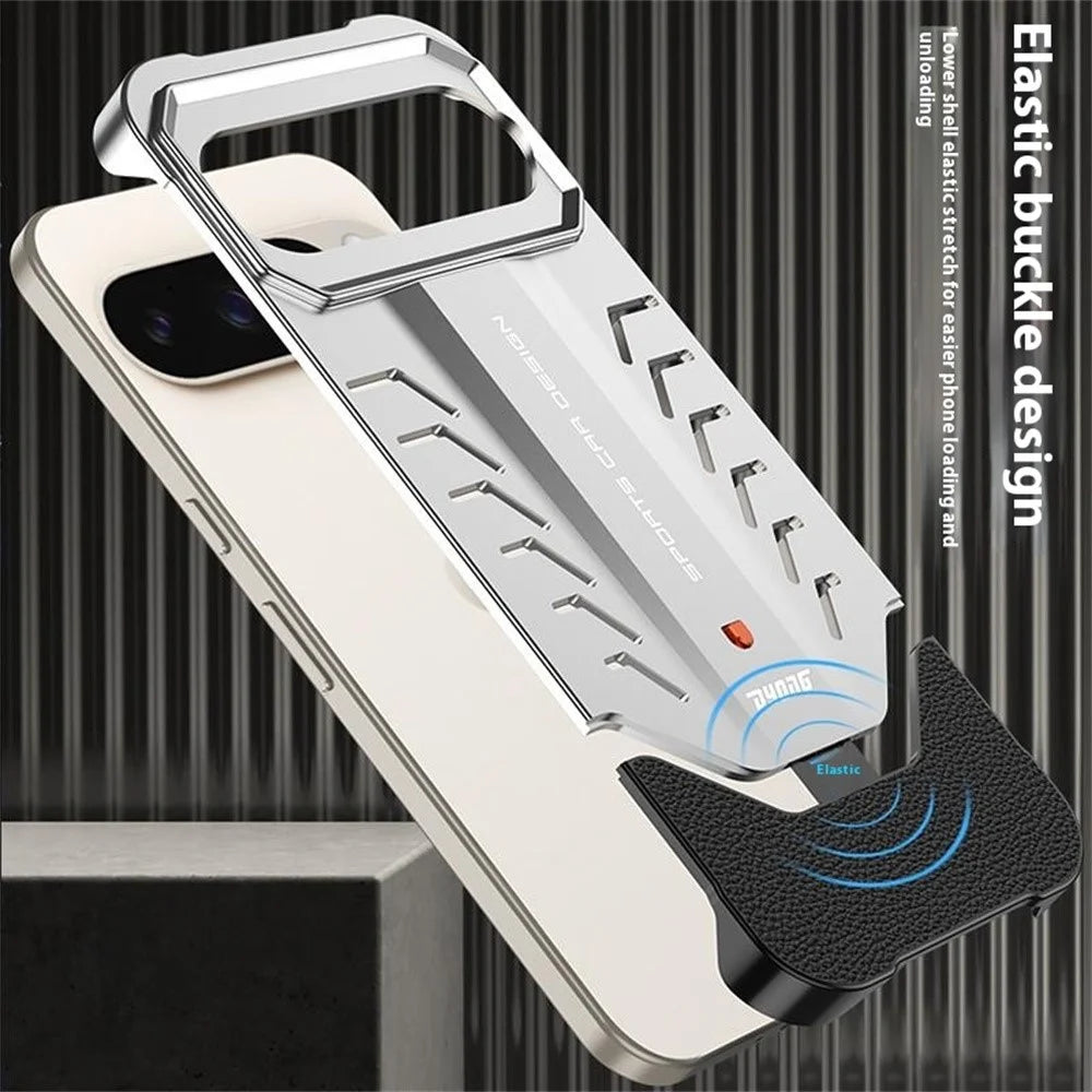 DYONG For Google Pixel 9 Pro XL Metal Case Snap-Open Design Heat Dissipation Shockproof Phone Cover - Titanium Silver - 2