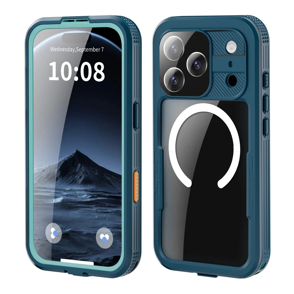 REDPEPPER For iPhone 17 Pro IP68 Waterproof Case Clear Back Phone Cover Compatible with MagSafe - Blue - 2