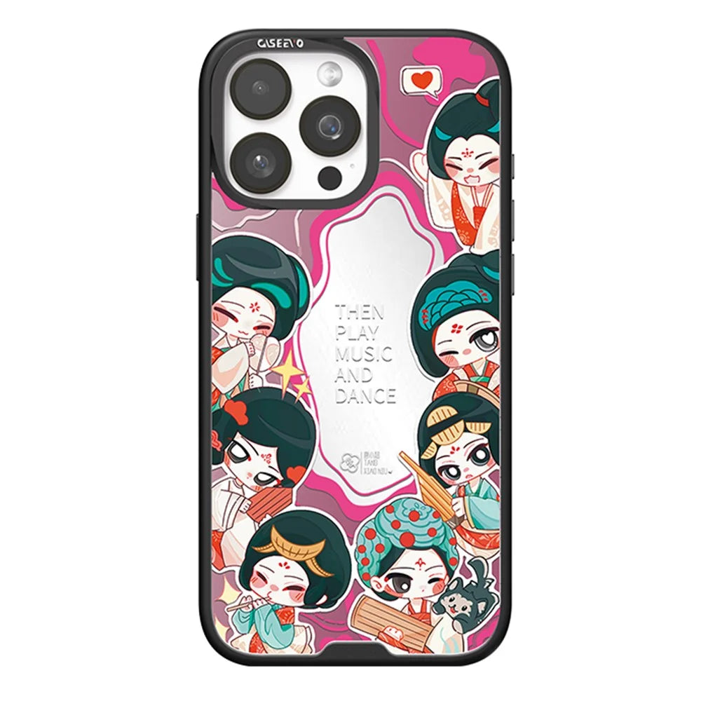 CASEEVO For iPhone 16 Pro Case Compatible with MagSafe TPU Acrylic Phone Cover with Tang Dynasty Ladies Backplate - Palace Music - 1