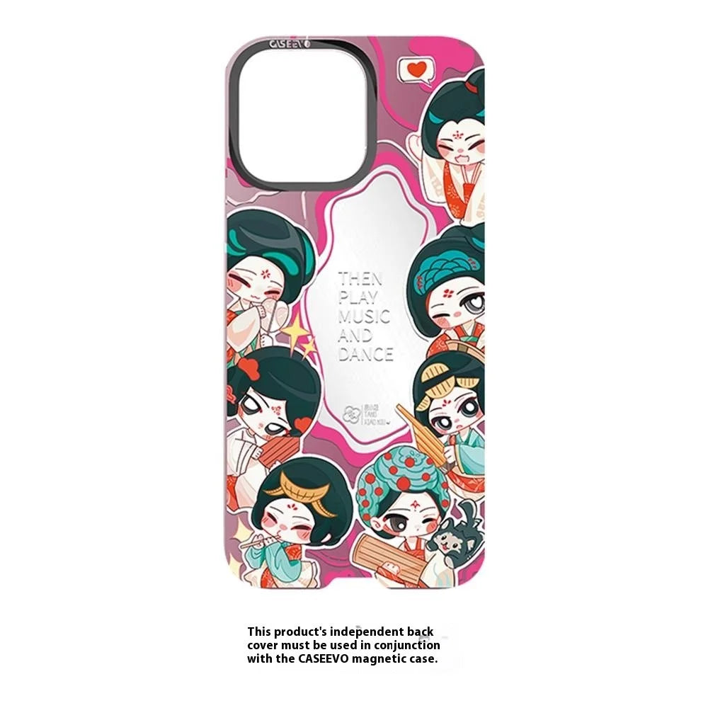 CASEEVO For iPhone 15 Pro Case Compatible with MagSafe TPU Acrylic Phone Cover with Tang Dynasty Ladies Backplate - Palace Music - 3