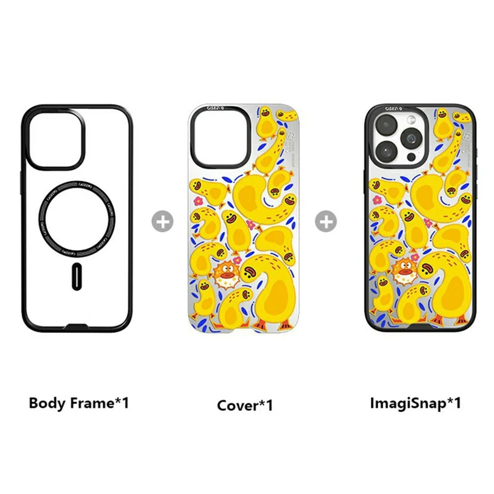CASEEVO For iPhone 16 Pro Case Compatible with MagSafe TPU Acrylic Phone Cover with Poetic Illustration Backplate - Spring River at Dusk - 3